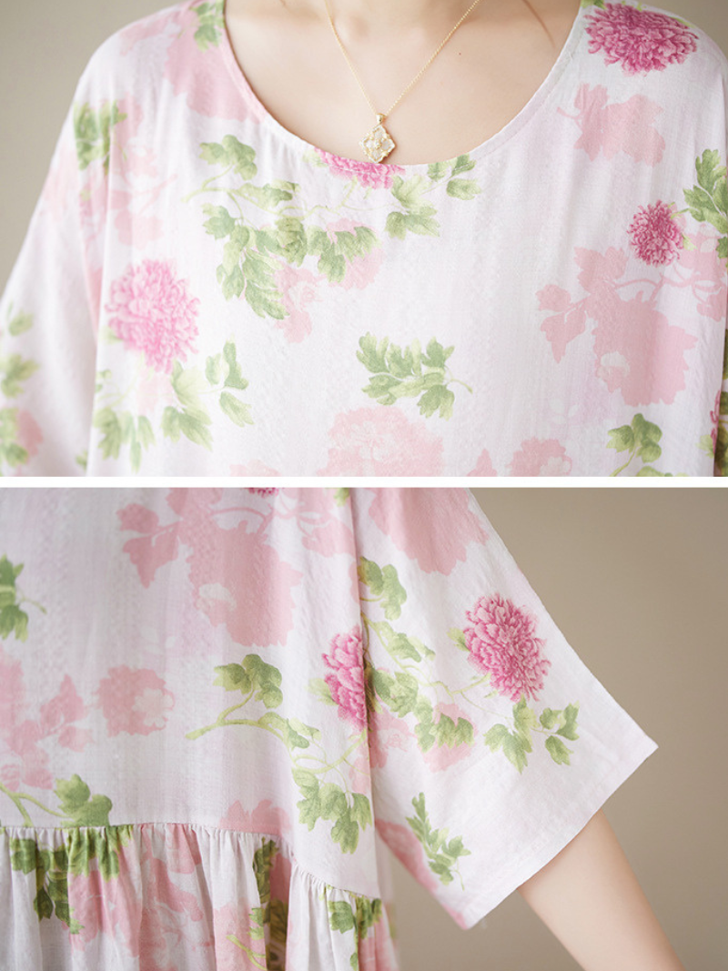 Round neck smock dress
