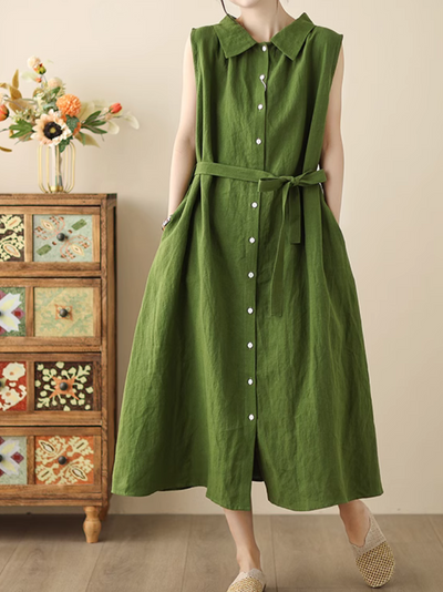 Women's Casual & Stylish Side Pockets Button-Up Shirt Dress