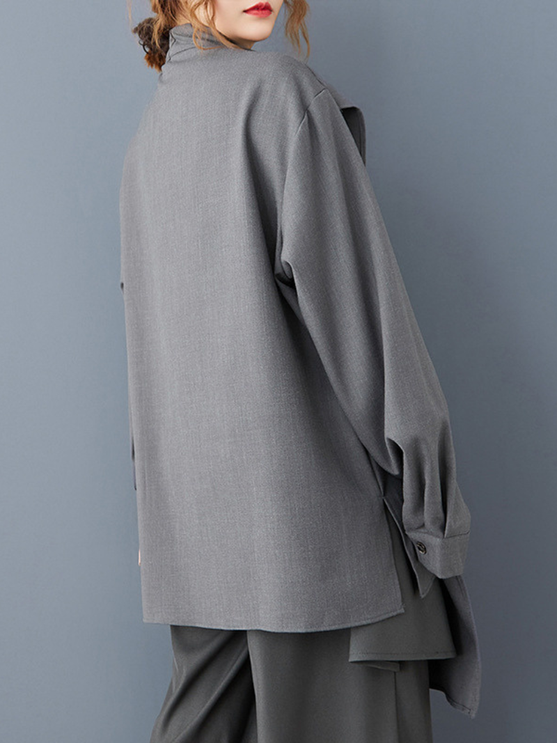 Chic City Tunic for Effortless Days — Asymmetric High-Neck Elegance Top