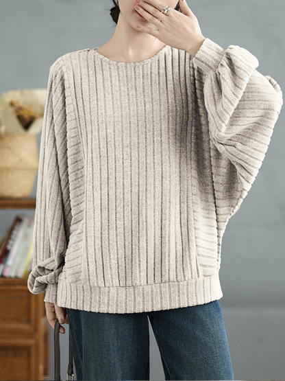 Modischer, stilvoller, einfarbiger, lockerer Pullover für Damen