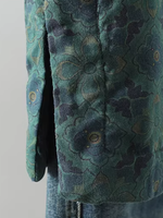 Linen-Cotton Wrap Blouse with Mandarin Collar