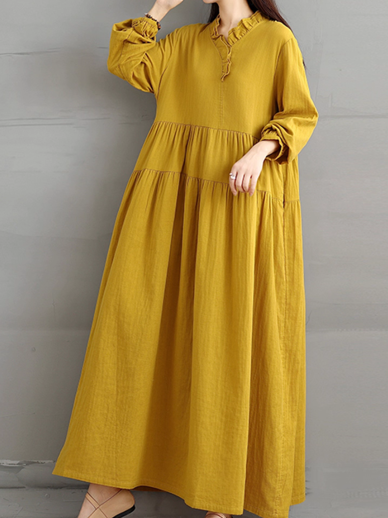 Robe longue smockée décontractée pour sorties printanières et estivales des femmes 