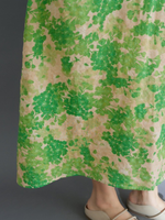 Airy Trapeze Cotton Summer Dress with Artful Print and V‑Neck