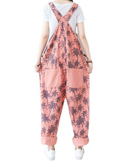 Loose Printed Overalls for Women - Relaxed Everyday Fit