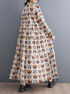 Women's Lightweight Printed Flower A-line Dress