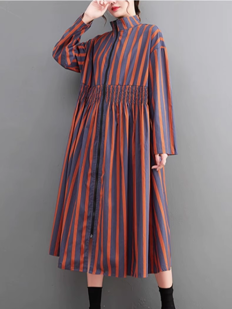  Women's Striped A-line Dress