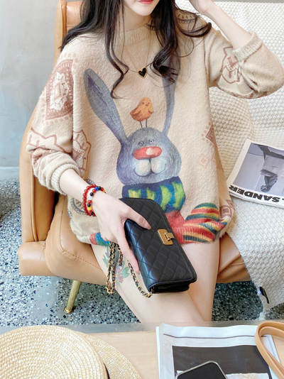 Cute and Cuddly Women's  Rabbit Cartoon Sweater