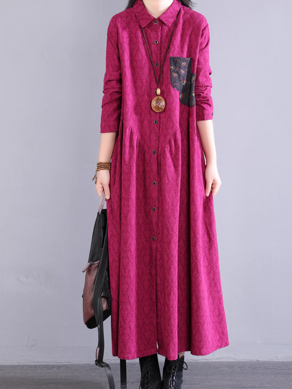 Vestido elegante de verano para mujer con bolsillos laterales y botones, corte en línea A 
