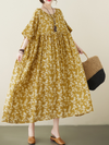 Women's Yellow Cotton Smock Dress