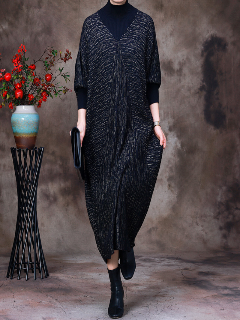 Women's Elegance knitted Bat-Sleeve Maxi dress