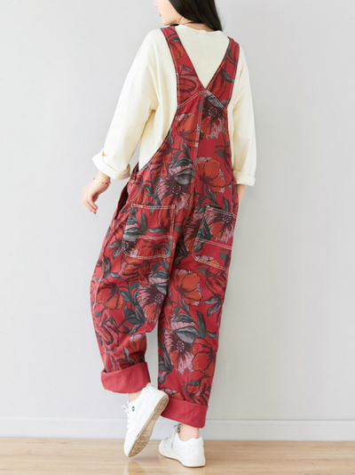 Women's Dreamy Printed Large Size Overalls Dungarees
