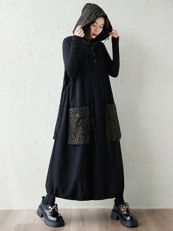 Weekend-to-Evening Maxi Hoodie Dress — Relaxed, Artful and Flattering Denim Cotton