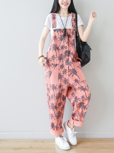 Women's Trendy Casual Pants Loose Printed Overalls Dungarees