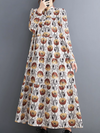 Women's Lightweight Printed Flower A-line Dress