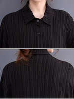 Oversized Pleated Shirt Tunic with Asymmetric Hem