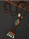 Chinese Aesthetic Ethnic Style Chain Women's Retro Hand-woven Chinese Style Ceramic Necklace Pendant