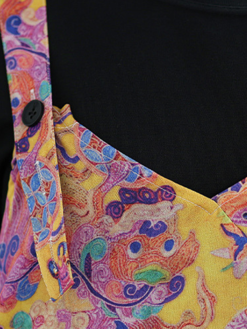 Women’s Floral Printed Casual Dungarees Overalls