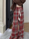 Women's Casual Stylish Plaid Wide-Leg Pants Bottom