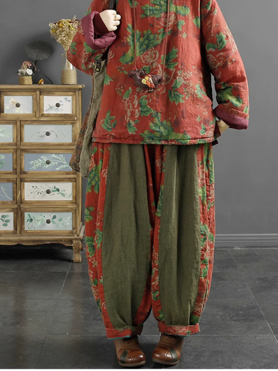 Women's Large Flower Warm Loose Baggy  Bottom