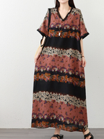 Breezy Weekend Maxi Kaftan Dress— Flowy Floral Dress with Forgiving Drape