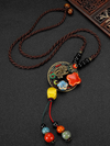 Chinese Aesthetic Ethnic Style Chain Women's Retro Hand-woven Chinese Style Ceramic Necklace Pendant