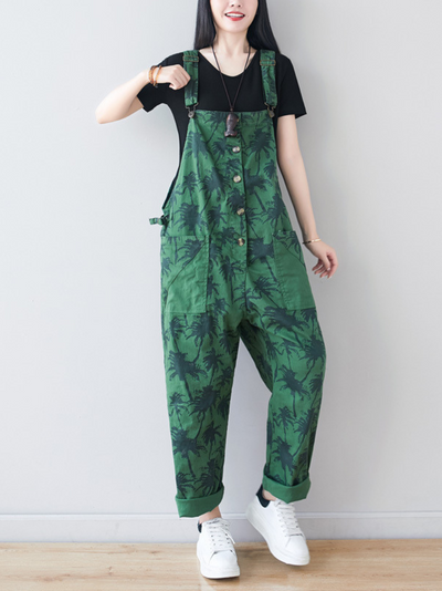 Women's Trendy Casual Pants Loose Printed Overalls Dungarees