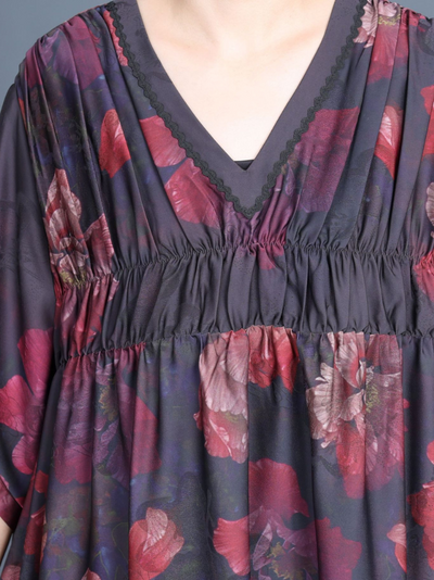 Women's Casual Mid-Length Printed V-Neck A-Line Dress