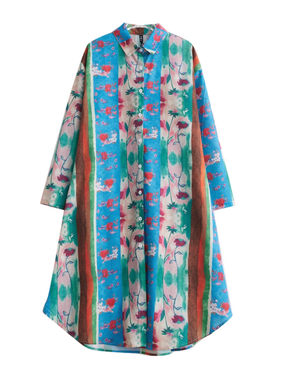 Women's  loose large size printed mid-length Dress