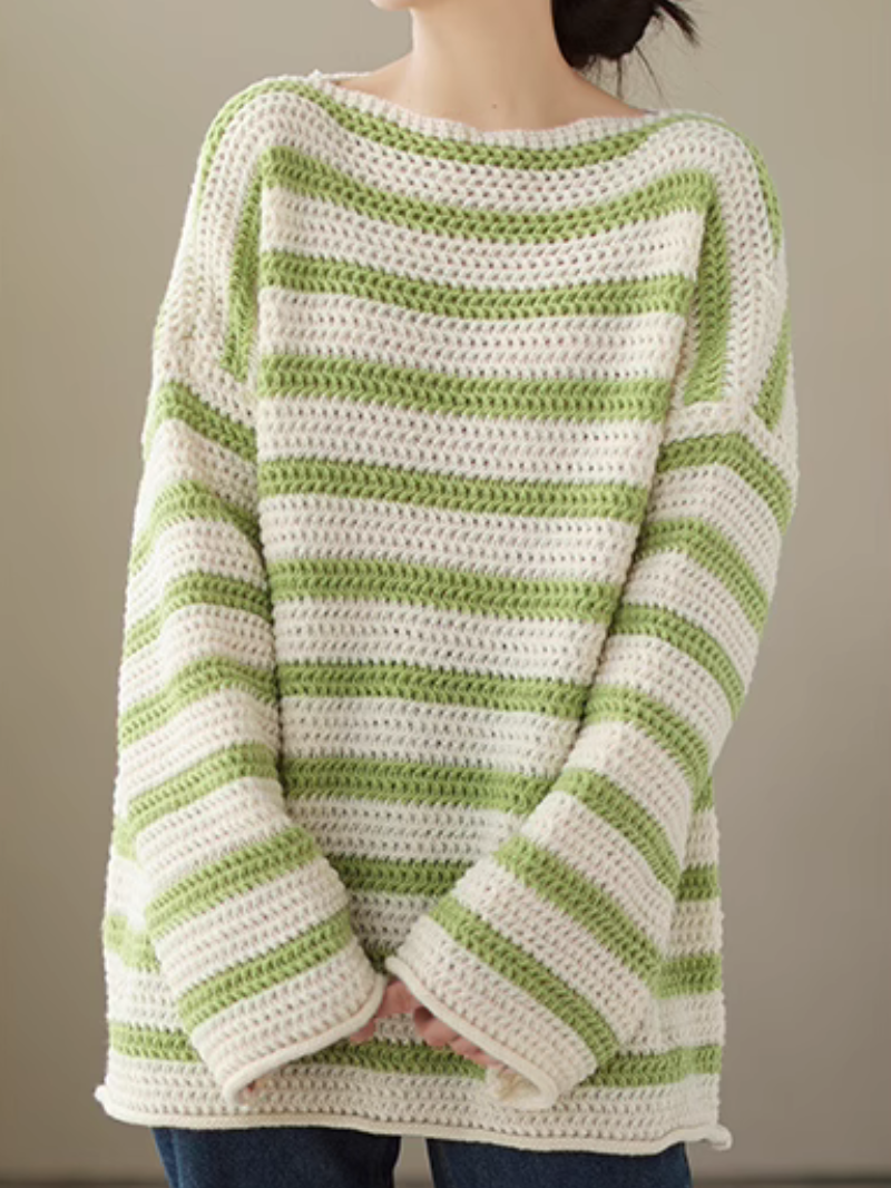 Women's Winter Warm Striped Shoulder Sweater
