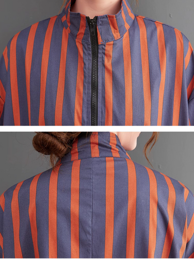 Women's Striped zipper A-line Dress