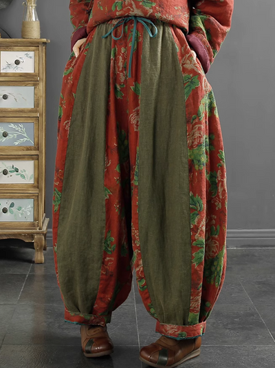 Women's Large Flower Warm Loose Baggy  Bottom