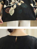 Weekend-to-Work Confidence Blouse — Flowy Chiffon Blend, Artful Botanical Print Style