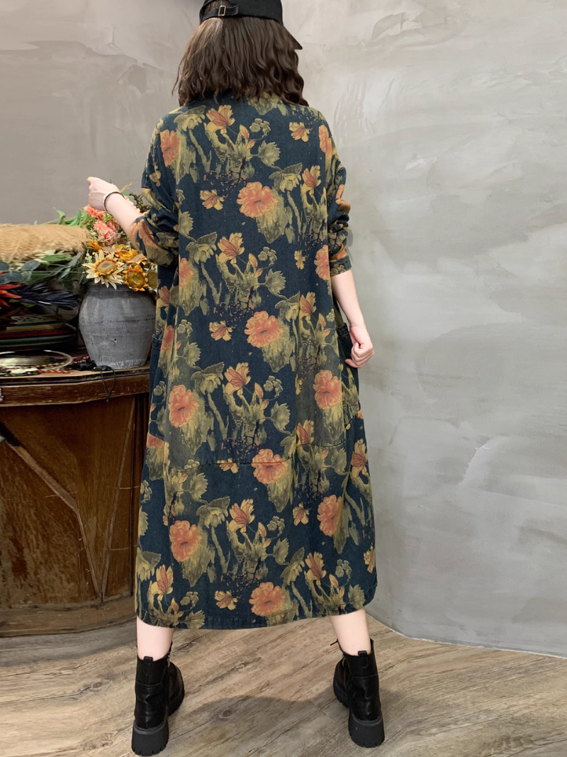 Women's Floral Red Flower Loose Dress