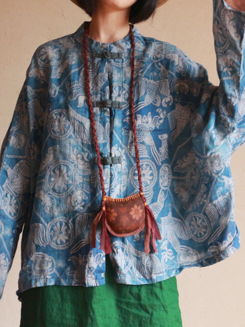 Women’s Retro Chic Artistic Casual Flowy Printed Top