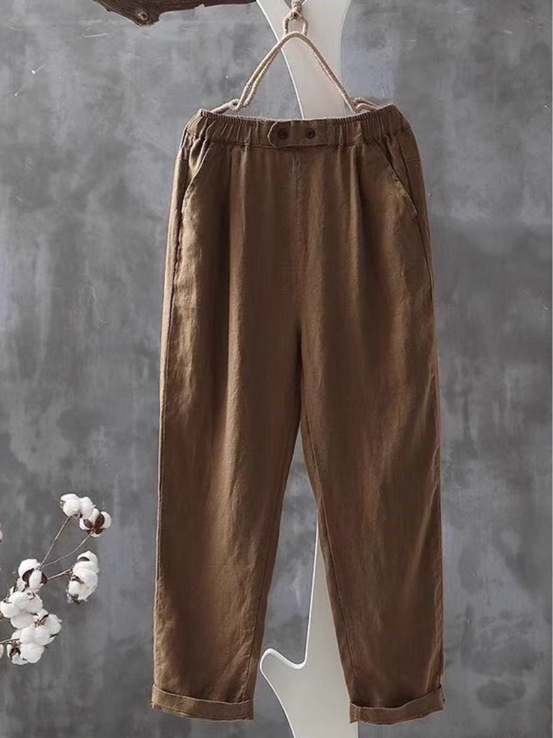 Pantalones de lino de verano para mujeres pantalones casuales delgados
