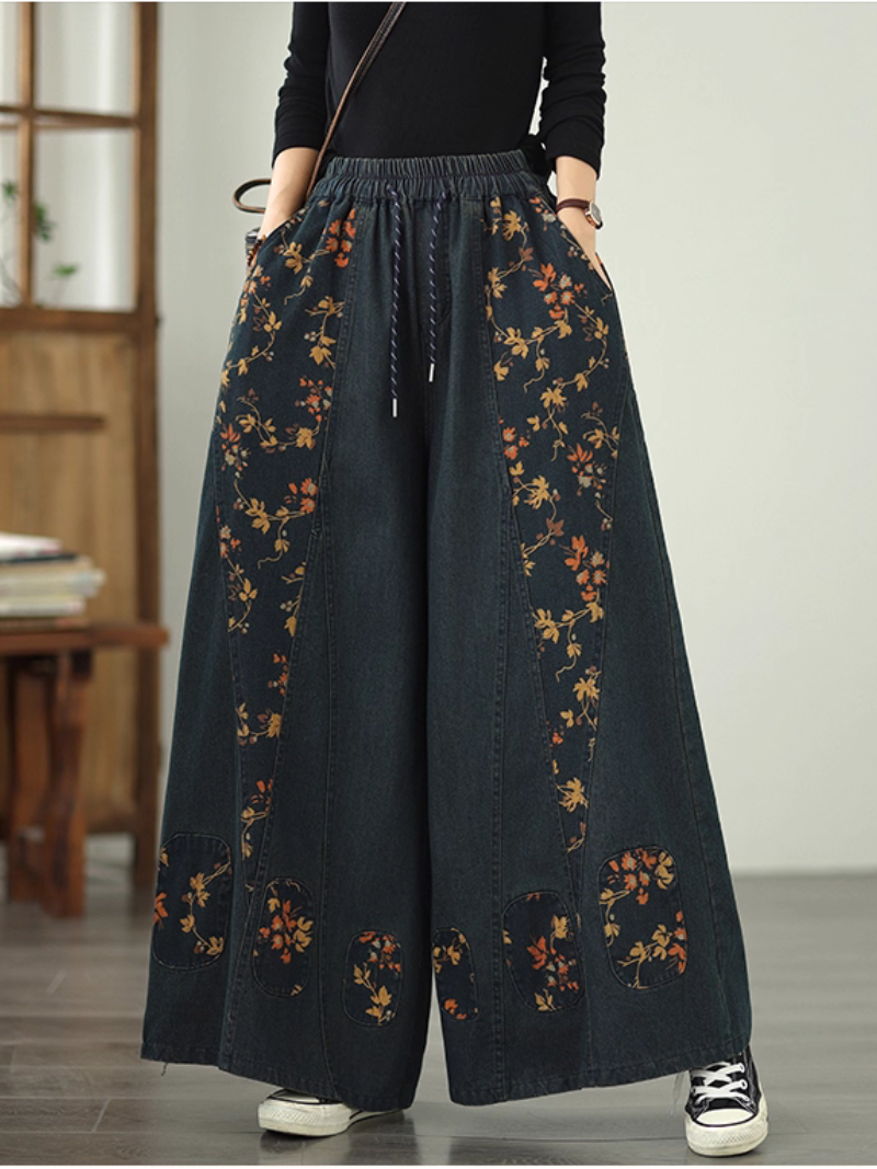 Women’s Casual Elegant & Easy Printed Style Loose Bottom
