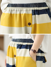 Women's Soft and Fashionable Elastic Waist Stripes Bottom