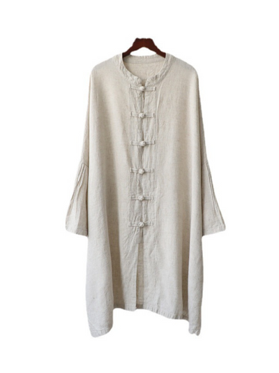 Women's Stylish Plate Button Loose Vintage Shirt Dress