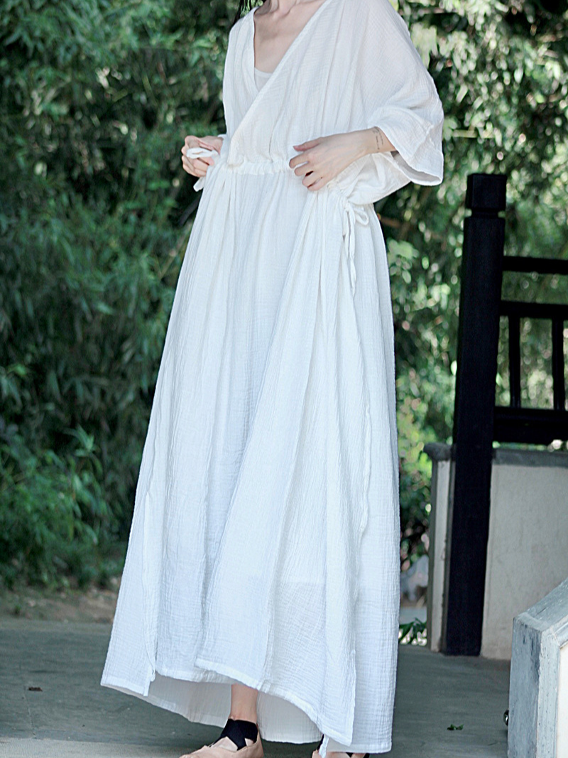 Breezy Garden-Party Wrap Maxi — Double Gauze Cotton, Effortless and Flattering
