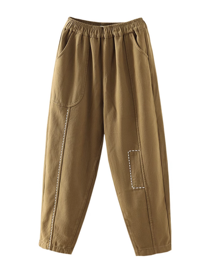 Women's Retro Literary Casual Bottoms Thickened Harem Pants