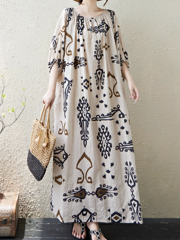 Women's  Summer Beautiful Ethnic Style Printed  Kaftan Dress