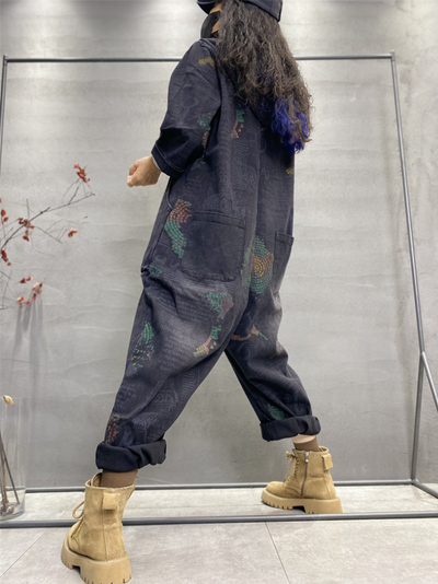 Your Go-To Women's Overall Styles Hooded Printed Dungarees