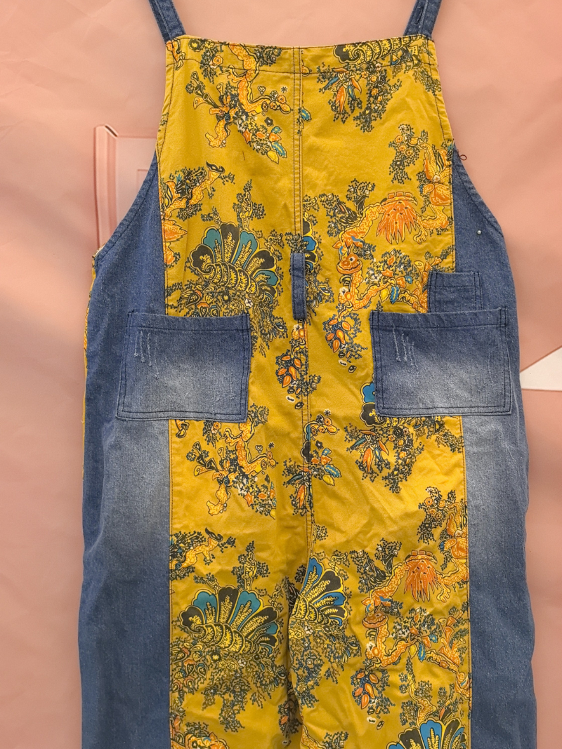 Women's Comfortable Printed Front and Back Pockets Dungarees
