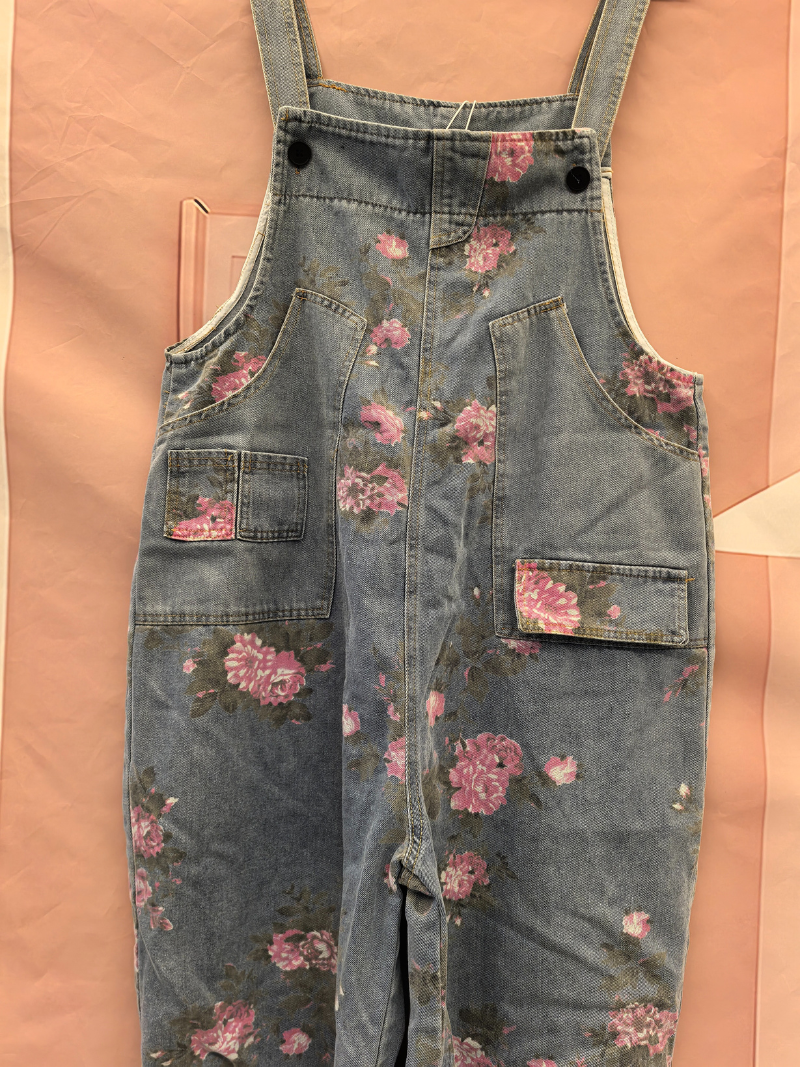 Hey Women's Denim High Waist Loose Baggy Dungarees
