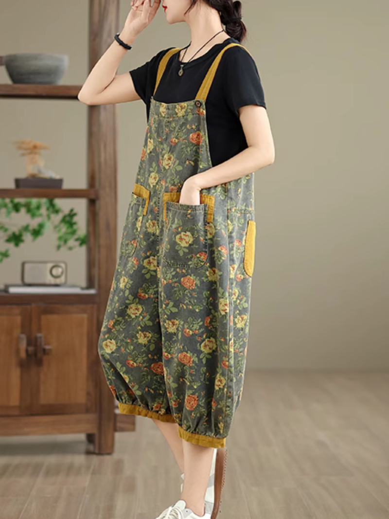 Women's Casual & Perfect Denim Cropped Pant Style Overall Dungaree
