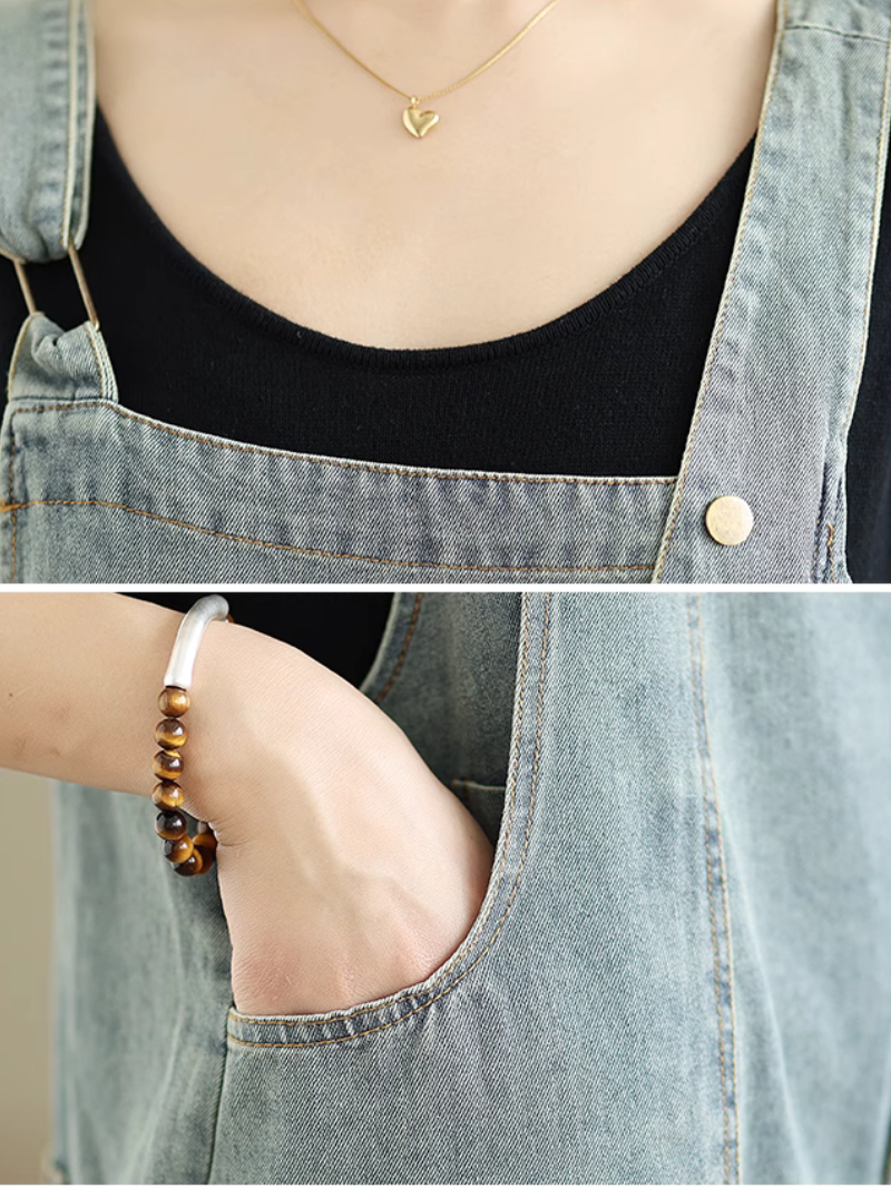 Women's fashionable Straps Baggy Style Short Bib's Dungaree
