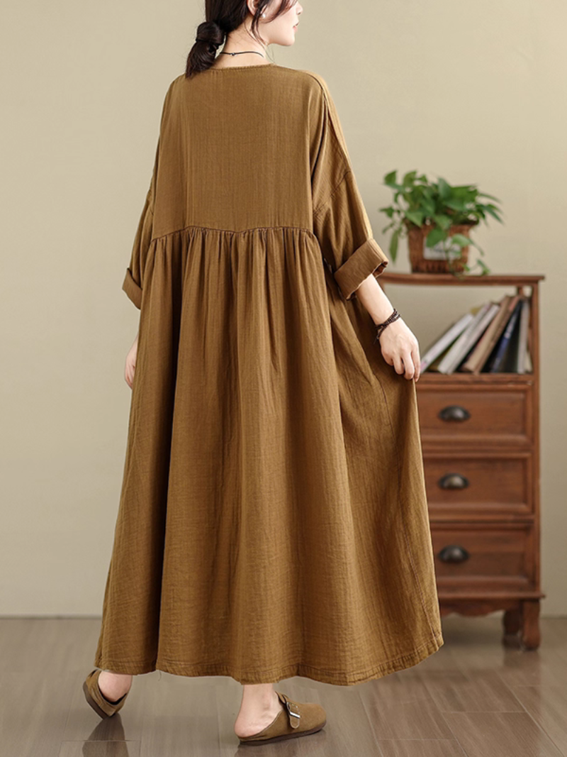 Women's Plated Smock Dress