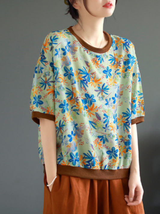 Summer de mujeres en cualquier ocasión Tops impresos florales sueltos