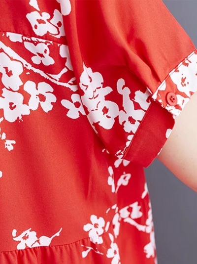 Women's Everyday Wear Stand Collar Printed A-Line Dress