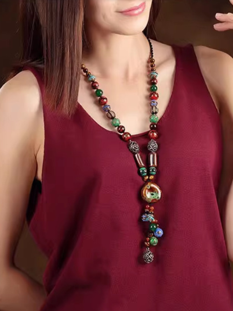 Women's Summer Boho Chic Crystal Pendant Necklace